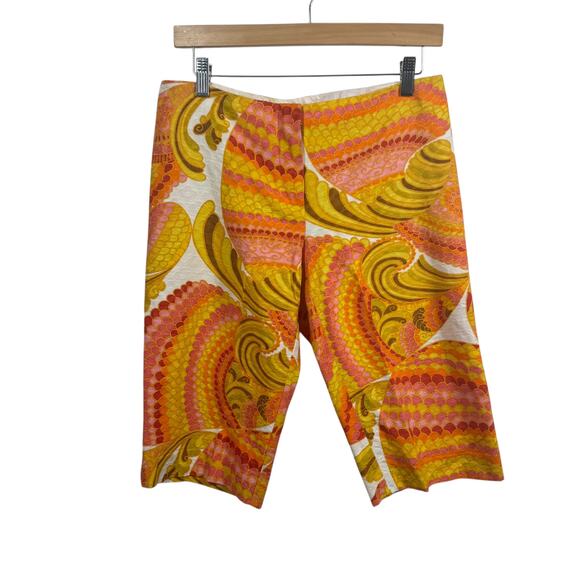 Trina Turk LA Shorts Womens 8 Colorful Retro Print Bermuda Stretch Vacay Modest - Picture 1 of 7